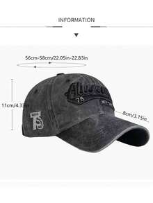1pc Unisex Vintage Washed Distressed Baseball Cap, Always 75 3D Embroidered Dad Hat, New York Curved Brim Adjustable Hat, Streetwear Style For Men And Women - A - View 11