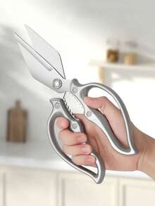 Thick Handle Large Mouth Kitchen Scissors, Chicken Bone Shears, Stainless Steel Fish Scale Scraper, Multi-Function 3-In-1 Scissors, Can Open Nuts, Open Bottles And Scrape Fish Scales, Practical Kitchen Scissors - Multicolor - View 7