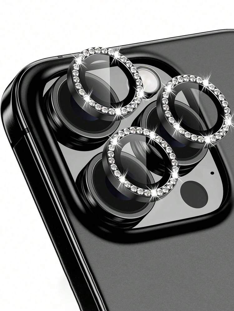 3pcs Camera Lens Protector Film, Compatible With IPhone Duo/18PPro/18Promax/17/17Air/17pro/17promax/16/16pro/16plus/16promax/16 14 Pro 6.1 Inch/14 Pro Max 6.7 Inch, Inlaid Artificial Diamond Shiny Camera Cover Tempered Glass, Compatible With Apple 14 Pro Max/14 Pro/15/15Promax/15Pro [Perfect Fit] - Black - View 20