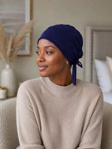 Adjustable Tie Hijab Undercap, Soft Stretch Inner Turban For Daily Prayer & Chemo Head Cover, Simple Birthday Holiday Gift For Women - A - View 4