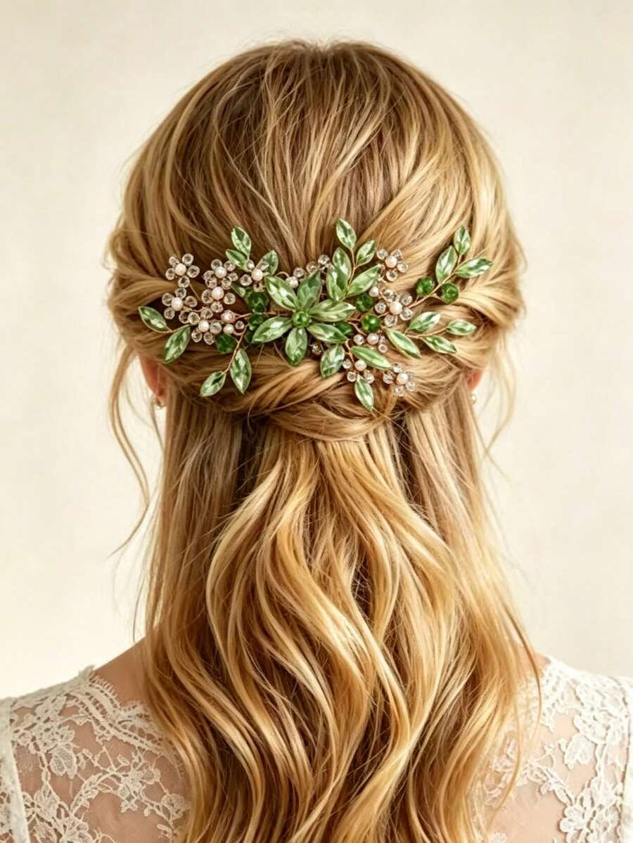 1pc Women's Luxury Pearl Crystal Rhinestone Heavy Work Hair Comb Bridal Updo Hair Accessory - Multicolor - View 1