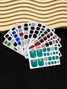 22 miếng/tờ nhãn dán bọc toàn bộ móng chân, decal móng gradient lấp lánh nhiều họa tiết, nhãn dán nghệ thuật móng tự dính dễ sử dụng, phụ kiện làm móng, dùng cho trang trí móng hàng ngày và DIY - Nhiều màu - Xem 6