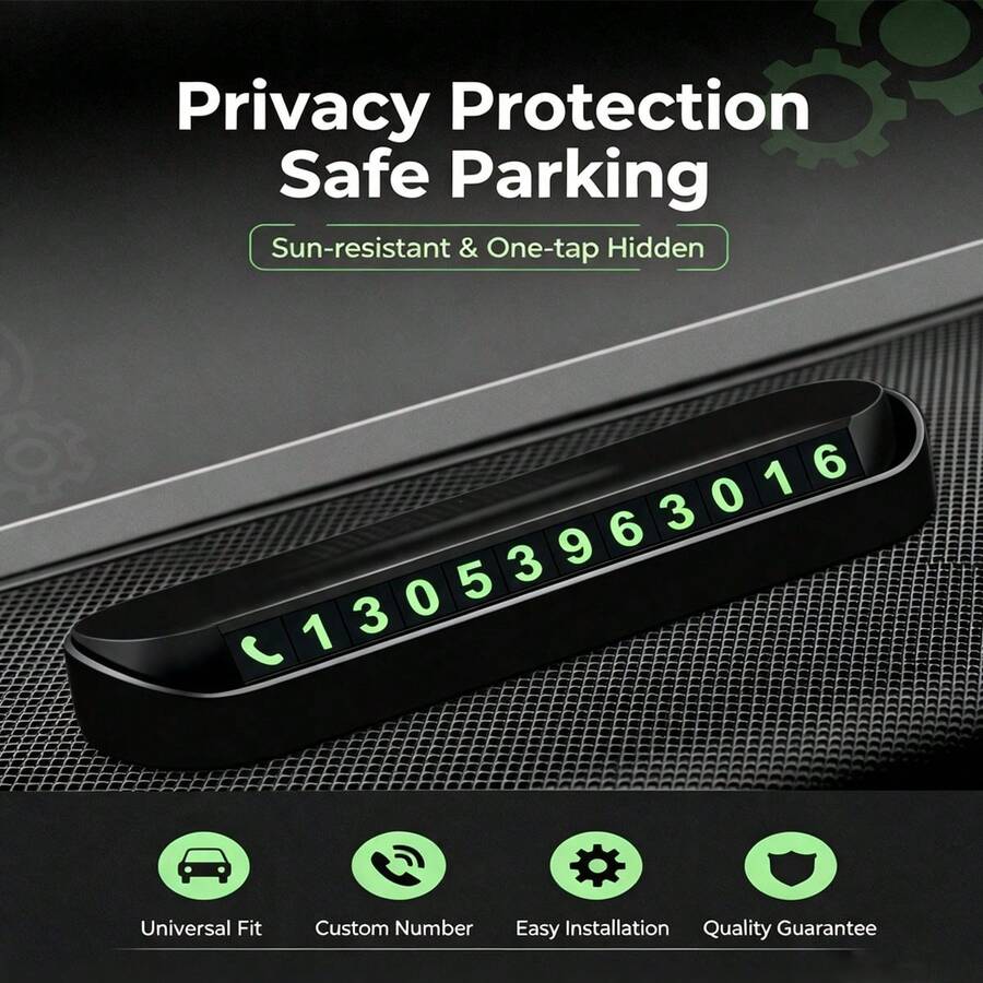Car Temporary Parking Sign Magnetic Phone Number Plate Night Glow Vehicle Interior Decor Accessory - A - View 1