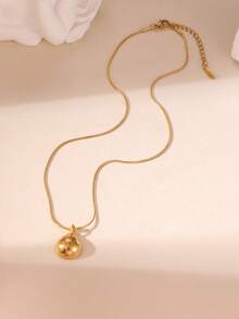 GEREIT 1pc/3pcs 18K Gold Plated Stainless Steel Polished Curved Tube Round Spoon Gold Bar Necklace - Gold - View 5