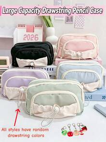1pc Large Capacity Drawstring Pencil Case, Study Pencil Storage Bag, Pencil Box, Multi-Layer Pencil Pouch, Can Store Pens, Markers, Cosmetics Storage Box, School And Office Supplies, Back To School Essential Stationery, Creative Teacher Gift, Birthday Gift - Multicolor - View 7