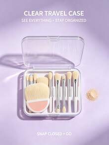 Luxurious Mini Portable Travel Makeup Brush Set, 6pcs Mini Eyeshadow, Blush, Powder, Highlighter, Brow Powder Makeup Tools - Multicolor - View 7