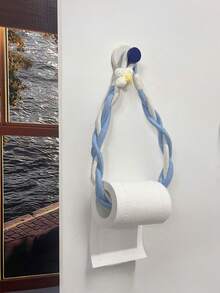 1pc Woven Paper Towel Holder, Ins Cream Style Toilet Paper Holder, Wall-Mounted Woven Paper Towel Rack. Suitable For Home Decor Enthusiasts And Apartment Owners. Applicable For Laundry Room, Bathroom, Kitchen And Bedroom Use. - Multicolor - View 1
