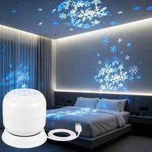 Lampu Proyeksi Kepingan Salju Natal USB & Lampu Malam Dekoratif Liburan, Dapat Berputar 360°, Alas Anti Selip, Dekorasi Panggung, Dilengkapi dengan Pola Kepingan Salju untuk Menciptakan Suasana Bersalju - Pengoperasian Mudah, Pilihan Liburan yang Sempurna. Hadiah Natal, Halloween, Thanksgiving, Ulang Tahun - Proyektor Kepingan Salju - View 3