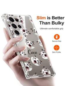 1 Custom Cat Pattern Text Transparent Anti Drop Phone Case, Compatible With IPhone 11/12/13/14/15/16 Pro Max/16 Plus/17/Air/17 Pro Max/S25/S26 Ultra/S24 Plus/S25 Edge/A56/A55/A54/A17 Waiting For Android Phone Models, Perfect As A Gift For Friends - Clear - View 5
