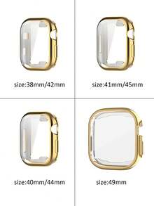 1pc Gold Neutral TPU Full Coverage High Definition Ultra-Thin Watch Case, Anti-Drop Fashion Casual Screen Protector, Compatible With Apple Watch 38/40/41/42/44/45/46/49mm, Compatible With Apple Watch Ultra/SE/11/10/9/8/7/6/5/4/3/2/1, Smartwatch Protective Case Accessory, Case Protector - Gold - View 8