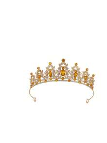 1pc Fashionable Crystal Bridal Crown, Baroque Luxurious Rhinestone Tiara, For Wedding And Party Bridal Dress, Headband, Valentine's Day. - Silver - View 6
