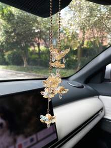 Flower Car Hanging Ornament, Creative Acrylic Material Colorful Transparent Flower Car Interior Hanging Decor, Rearview Mirror Pendant, Car Decoration - A - View 13