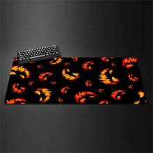 1pc Halloween Design Desk Mat Pumpkin Expression Mouse Pad XXL Large Extended Gaming Mousepad Man Women Office Decor Desk Pad, Big Laptop Computer Keyboard And Mouse Mat With Stitched Edges - View 3