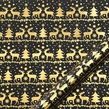 15/1pc Black & Gold Christmas Gift Wrapping Paper 50*70cm Snowflake Christmas Tree & Reindeer Pattern Holiday Gift Packaging Handmade Paper - View 3