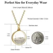 Round Clear Glass Urn Necklace For Ashes, Stainless Steel Cremation Keepsake Locket, Sympathy Memory Gift For Loss Of Loved One - Multicolor - View 2