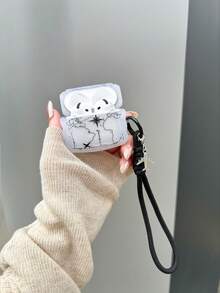 1 buah Casing Pelindung Earphone Bluetooth Bergaya Minimalis Y2K Bergambar Pesawat Lucu + Tali Gantungan Bergambar Pesawat - Hitam - View 3