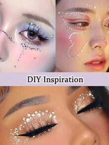 TOKRING Acrylic Plastic Rhinestone Sticker DIY Lip Stud Nose Stud Cartilage Earring Stud With 1pc Tweezer With 4 Fake Nose Rings Pack Set Fake Piercing - Silver - View 3