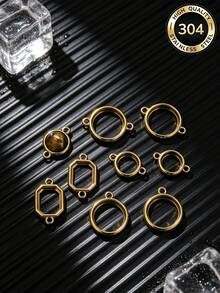 1pc Stainless Steel Open Frame Connector Charms, Hollow Circle Octagon Double Loops Links Pendant For DIY Jewelry Making Supplies - Connector - View 6