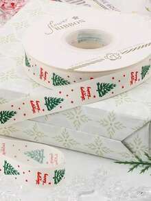 Ruy băng Giáng Sinh rộng 1.5cm/0.59 inch, ruy băng in họa tiết cây thông Noel, ruy băng trang trí lễ hội, phù hợp gói quà, gói hoa, trang trí vòng hoa và trang trí tiệc - Nhiều màu - Xem 7