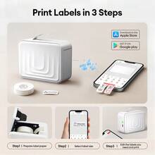Imprimante d'étiquettes Marklife M1 sans fil Bluetooth portable, machine à autocollants, convient pour le bureau, l'école, la maison, le DIY, les étiquettes de code-barres et de noms, imprimante thermique - Multicolore - Voir 3
