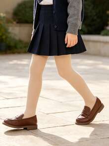 2pcs Children's Simple Versatile Brushed Skin-Tone Tight Base Layer Tights, Girls' Dance Socks, Girls' Winter Warm Skin-Tone Base Layer Tights, Suitable For School Uniform And JK Daily Wear - Apricot - View 9