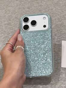 Korean Style Ins Blue Plaid 17 Pro Max Phone Case Apple 16 Protective Cover Rhinestone 17PM New 15 Pro Premium Feel Max Phone Shell - Blue - View 2