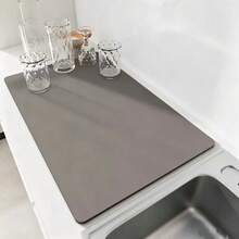 Kitchen Drain Mat, High Absorbency, Non-Slip Kitchen Mat, Suitable For Sink Side, Natural And Hygienic, Essential For Home And Kitchen Decor, Also Part Of Your Cozy Autumn/Winter Style And Christmas Decoration. - Dark Grey - View 2