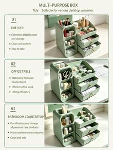Cosmetic Storage Box For Home Vanity, Large Capacity Lipstick And Skincare Multi-Function Compartment Organizer - View 6