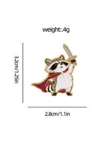 1pc Fantasy Style Sword-Holding Raccoon Brooch, Cute & Cool Creative Design With Exquisite Detailed Craftsmanship, Suitable For Various Clothing And Bag Decoration, Unique Creative Gift For Animal Lovers - Multicolor - View 4