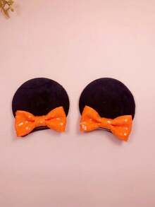 2pcs Kids Red Sequin Bow Mouse Ear Hair Clips, Cute Cartoon Hair Accessories For Girls Party Performance, Yellow - Multicolor - View 31