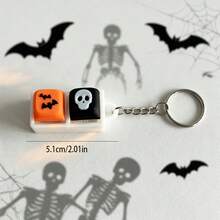 Clickable Skull + Bat 3D Printed Stress Relief Button, Home Office Desk Decor, Backpack Charm, Car Accessory, Multi-Functional Unique Keychain - Multicolor - View 3