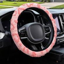 1pc Heart-Shaped Plush Steering Wheel Cover Without Inner Ring, Car Accessory Suitable For 14.5-15 Inch Steering Wheel, Car Decoration Item, All-Season Use - A - View 11