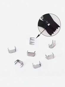 10pcs Size 5 Metal Zipper Sliders And End Caps - 4-Prong Tail Clamps - Silver - View 4