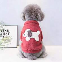 New Pet Dog Cat Thermal Lined Warm Clothes Holiday Festive Red Cute Dog Cat Sweatshirt - Multicolor - View 1