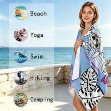 [Disney Official Licensed]1pc Stitch Cartoon Print Beach Towel, Ultra-Soft Microfiber Absorbent Large Bath Towel With Halloween Spooky And Hawaiian Tropical Patterns, Suitable For Beach, Pool, Vacation And Holiday Swimming - Multicolor - View 6