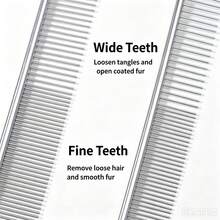 Pet Hair Removal Comb - Stainless Steel Pet Grooming Comb - Gentle In Removing Loose And Tangled Hair Of Dogs And Cats - Cleaning And Grooming Comb - Multicolor - View 3
