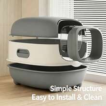 Large Cat Litter Box With Lid, Anti-Splash Litter Tray With Drawer-Style Bottom And Scoop, Odor-Control Easy-Clean Foldable Cat Litter Box - one-size - View 4