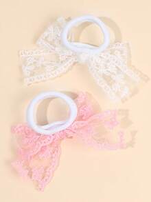 10/2入彩色薄紗蝴蝶結髮夾，蕾絲花朵刺繡髮飾，甜美可愛兒童學生髮飾，適合節日禮物、派對、學校 - 彩色 - 查看 3