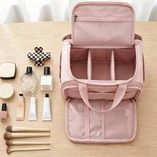 1pc Large Capacity Cosmetic Bag, Portable Handheld Storage Bag, Dry & Wet Separation Travel Bag, Compartment Storage Toiletry Bag, Can Be Hung On Luggage - Multicolor - View 8