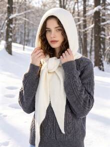 1pc Women's Winter Balaclava Knitted Knitted Neck Warmer Hat, Windproof Ear Cover Hood - Multicolor - View 5