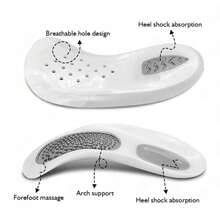 10pcs/Set, Insoles, Half Insoles, Breathable, Comfortable, Solid Color, Casual, Hollow Out, Outdoor, All Seasons - Grey - View 3