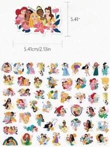 Disney Princess Stickers, Creative And Cute Office Decoration Stickers, Suitable For Decorating Desktops, Folders, Pen Holders, Notebooks, And Other Graffiti Stickers - A - View 2