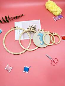 [10pcs]Bamboo-Style Round Embroidery Hoops With Metal Screws, Adjustable Tension, 5 Sizes Available: 7/9/12/16/20cm, Can Be Used Directly As Fabric Wall Art After Embroidery, Suitable For Wall Hanging Decoration, Practical Embroidery Accessory - Faux Bamboo Round Embroidery Hoop, 10-pack - View 8