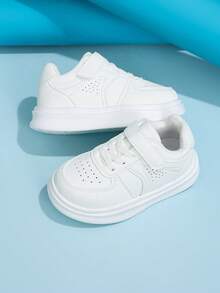Children's Casual Energetic White Hook & Loop Sneakers, Suitable For Spring/Autumn Outdoor Play And Short-Distance Travel Outfits - White - View 4