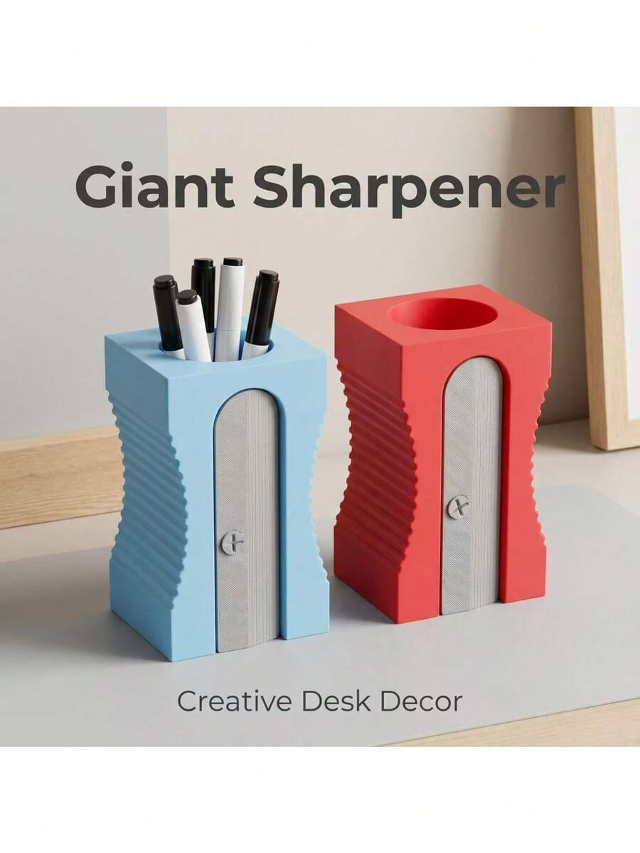 Giant Pencil Sharpener Shaped Pen Holder, Creative Personalized Desktop Stationery Storage Bucket, Fun Cute Desktop Decor Storage Container, Suitable For Office, School, Home - Multicolor - View 1