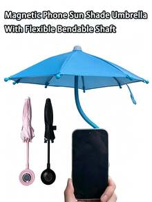Magnetic Phone Sunshade Umbrella With Flexible Bendable Pole, Mini Foldable Outdoor Phone Umbrella Holder, Sun Protection, Heat Insulation And Rainproof, Essential Portable Accessory For Summer Cycling, Travel And Daily Outdoor Use - Multicolor - View 3