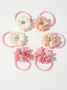 10/20/30pcs Girls Rhinestone Daisy Hair Ties, Quick-Tie High Ponytail Hair Bands, Simple Non-Damaging Elastic Hair Ropes, High Elasticity Hair Accessories Rubber Bands For Daily Use - Multicolor - View 7