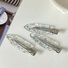 2/4pcs Women's Silver Star Sequin Hair Clips, Transparent Resin Sequin Design, Non-Slip Bangs Hair Clips, Y2K Style Women's Accessories - Multicolor - View 6