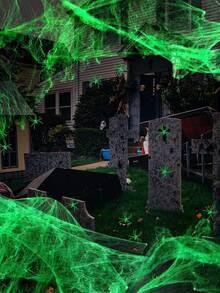 100g Halloween Glow-In-The-Dark Spider Web, Indoor/Outdoor Stretchable Spider Web Halloween Decoration, Glow-In-The-Dark Realistic White Elastic Spider Web, Halloween Decorative Spider Web, Create Thrilling Atmosphere For Home And Party Scenes, Suitable For Indoor And Outdoor Use - White - View 2