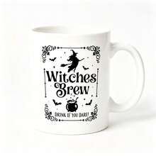 1pc 11oz Witch Potion Witch Pattern Ceramic Coffee Mug, Vintage Halloween Quote Tea Cup, Birthday, Halloween Party, Christmas, Thanksgiving Holiday Gift For Witch Lover Friends - Multicolor - View 12